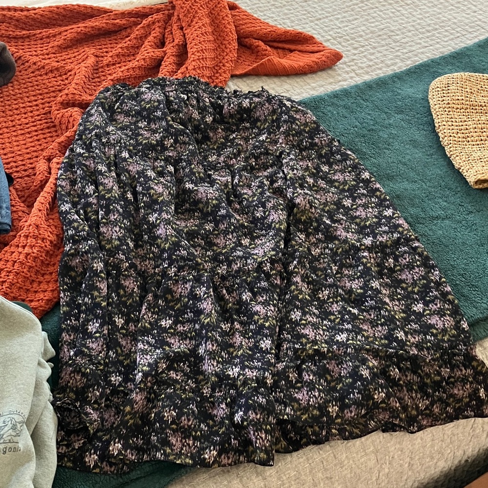 Madewell Crinkle Georgette Tiered Maxi Skirt in Blurred Blooms